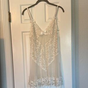 Frederick's of Hollywood Sheer Cream Lace Chemise
